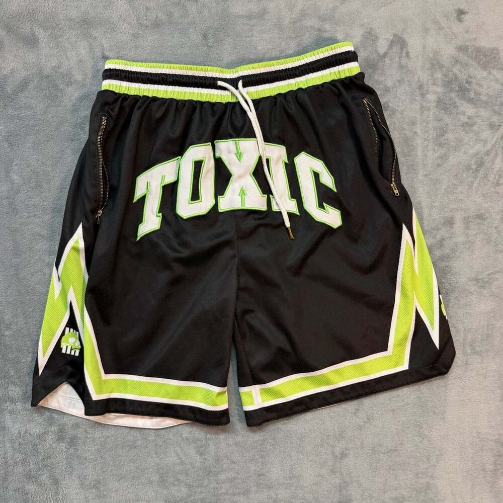 Y2K vibe Basketball Shorts Toxic Black Neon Green
